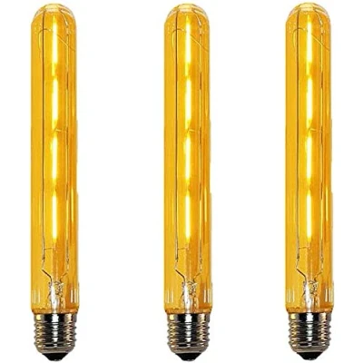 Image of Pack of 3 Edison Retro Vintage Decorative Tube Light Bulbs E27 4W (Replace 40W Screw Halogen Bulb) T30 Filament LED Warm White 2700K Long Test Bulb Amber Glass AC 220 240V[Energy Class A +]
