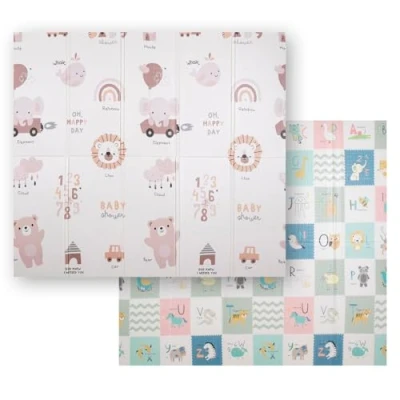 Image of KiddyMoon Baby Play Mat Double Sided Foam for Kids Crawling Children Encourages Imagination Colourful Patterns Area Foldable Ideal Indoors and Outdoors 180X200x1cm, Gray Baloons