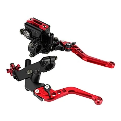 Image of Aramox Clutch Master Cylinder Levers, 1 Pair 7/8&quot;(22mm) Universal Motorcycle Brake Reservoir Levers(red)