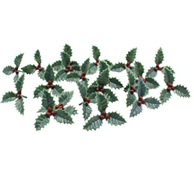 Image of Evelay Holly Cake Toppers Merry Christmas Decoration Cupcake Topper Multi Purpose Decoration(20 Mini Holly)