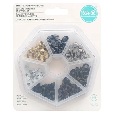 Image of We R Memory Keepers Eyelets W/Storage Case 140/Pkg Metallic, Paper, Metallic
