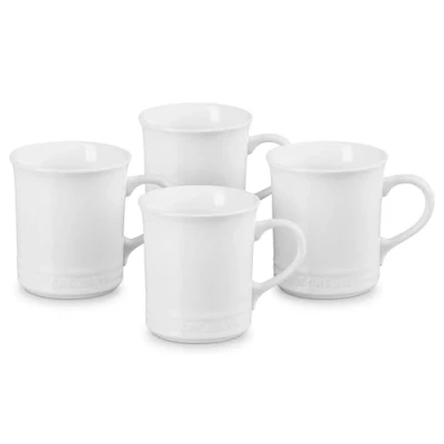 Image of Le Creuset PG90433A 0016 Stoneware Mug, Set of 4, 14 Ounce, White