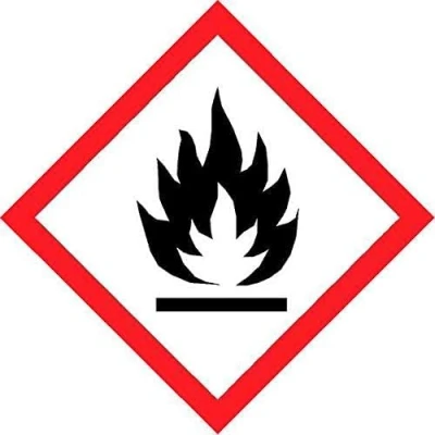 Image of Highly flammable coshh symbol Safety sign Self adhesive sticker 100mm x Case (Pack of 10)