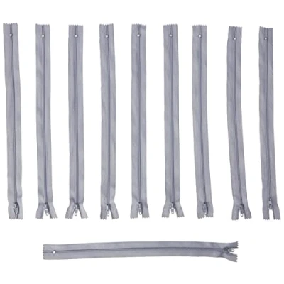 Image of Trimz 30cm ( 12inch) Grey one Way end Stop Zip with 4mm Teeth 10 Pcs, Polyester, 30 cm