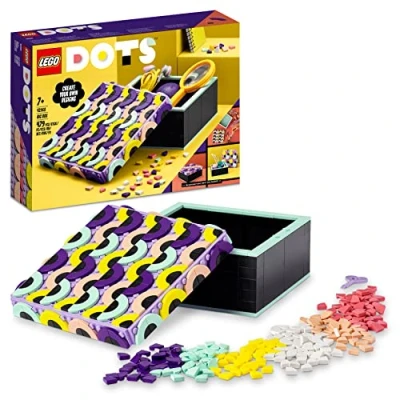 Image of LEGO 41960 DOTS Big Box Arts and Crafts Set for Kids Aged 6 Plus, DIY Desk Tidy Organiser or Toy Jewellery Storage Tray, Decoration Creative Activity