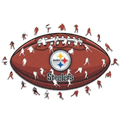 Image of Iconic Puzzles, Pittsburgh Steelers crest, 100% eco sustainable wooden puzzle with official license, size L, 500 pieces
