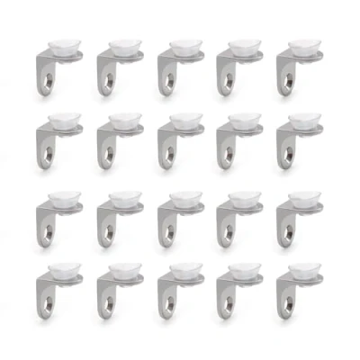 Image of Artisan SH 20 Pcs Right Angle Fixing Bracket Glass Shelf Base with Suction Cup Anti Scratch Simple Installation(Silver Screws)