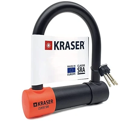Image of KRASER KR120S Robust U Lock Motorcycle, SRA Approved, Tested High Security, 120x310mm/4.7x4.92in ø18mm/0.7 Shackle Double Locking, Anti Pick, Heavy Duty Theft Clamp for Moto Scooter Ebike