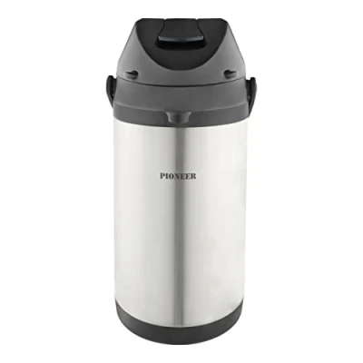 Image of Pioneer Flasks Stainless Steel Airpot Hot Cold Water Tea Coffee Dispenser Conference Event Flask, 4 litres, SS40HC, Silver