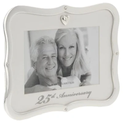 Image of Shudehill Giftware Anniversary Celebration Frame 25th, 40th or 50th 6x4 inch Silver Photo (25th)