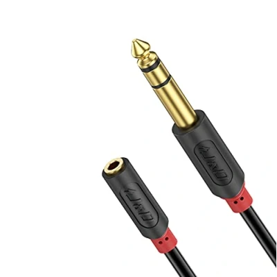 Image of J&amp;D 3.5mm to 1/4 Headphone Adapter Cable, Gold Plated Audiowave Series 1/8 inch Female TRS 6.35mm Male PVC Shelled Stereo Audio Cable for Mixer Guitar Piano Amplifier Speaker