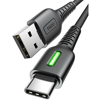Image of INIU USB C Charger Cable, 1.8m Type Cable 3.1A Fast Charging, Zinc Alloy Braided QC 3.0 Data Lead Phone for iPad Pro Air Samsung S22 Huawei Switch PS5 Google Pixel 7 Xiaomi etc.