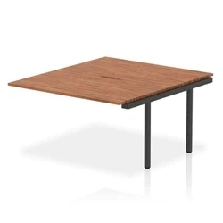 Image of Evolve Plus 1400mm B2B Bench Desk Ext Kit Walnut Top Black Frame