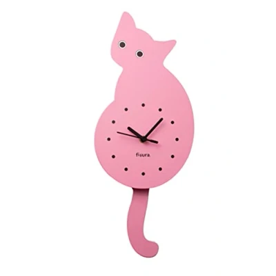Image of Fisura Pendulum clock. Original wall Silent clock different models. Wood and ABS. Battery not included. (Pink)