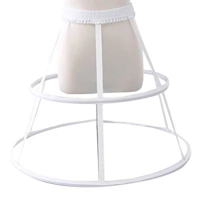Image of BINGHONG3 Women Girls Elastic Waistband Adjustable Pannier Petticoat White Black 2 Hoop Cage Skirt Wedding Bridal Crinoline Underskirt Bustle