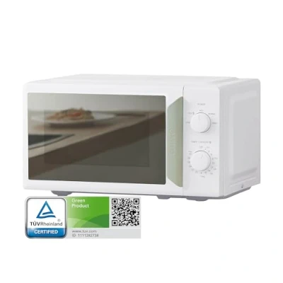 Image of COMFEE&#039; 700W 17L White &amp; Sage Green Mini Microwave Oven, Compact Design, InverTech and Quick Defrost Function, 5 Cooking Power Levels with Kitchen Manual Timer Mirror Design CMO MP012ND(GN)
