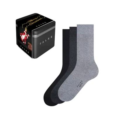 Image of FALKE Men&#039;s Happy Giftbox 3 Pack M SO Cotton Plain Pairs Socks, Multicolor (Sortiment 0060), 5.5 8