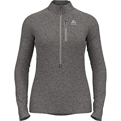 Image of Odlo Women Long sleeved shirt with half zipper TENCIA, silver cloud melange, M