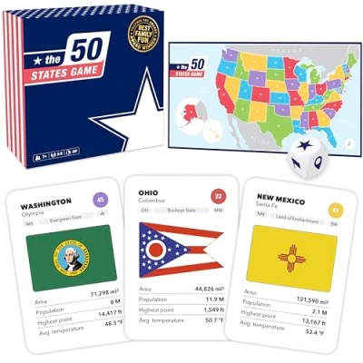 Image of The 50 States Game US Geography Board Educational for Kids &amp; Adults Fun Learning Teenage Boys Girls
