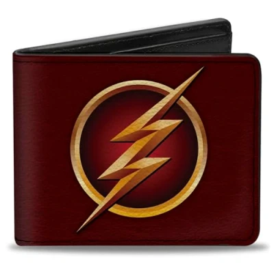Image of Buckle Down Bi Fold Wallet Pu Bifold The Flash Logo5 Burgundy/Golds Mens