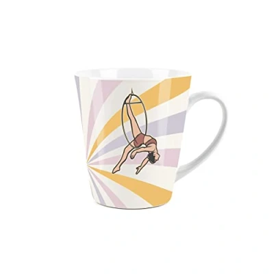 Image of Purely Home Vintage Circus Trapeze Ceramic White Small Latte Mug Tea/Coffee Present Gift