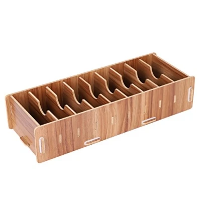 Image of Wooden Business Cards Holder Stand with Dividers DIY Name Organiser Desktop Storage Box Case Detachable 9 Compartments for Office Supplies Home Small Accessory Cosmetic