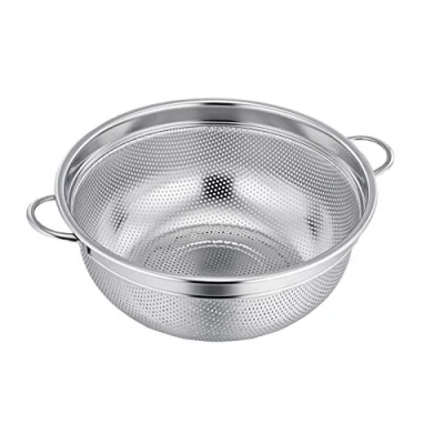 Image of Stainless Steel Colander, Micro Perforated Metal Colander with Handle, 20cm Strainer for Food Fruit Vegetable Pasta Dishwasher Safe