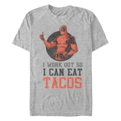 Image of Marvel Men&#039;s Classic Deadpool Workout Tops Short Sleeve Tee Shirt T, Athletic Heather, XXXXL
