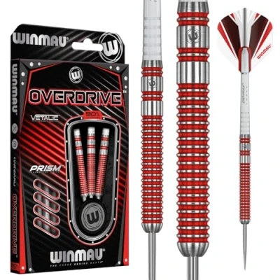 Image of WINMAU Overdrive Tungsten Steeltip Darts Set 23g with Prism Flights and Shafts (Stems)
