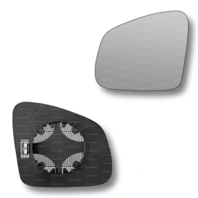 Image of Less4spares Replacement Wing Mirror Glass Left Compatible with Smart Fortwo Forfour 2014 2021 CLIP ON Passnager Near Side N/S Heated Convex