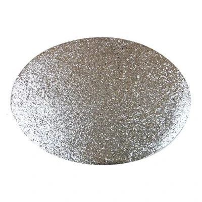 Image of YöL 12 Placemats Set Christmas Silver Glitter Oval Festive Xmas Table Home Decor Party Tableware Decorations