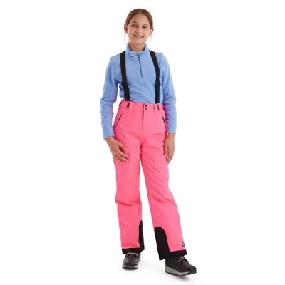 Image of Killtec Girls&#039; Ski Trousers with Removable Bib and Edge Protection, Girls 242, Neon Pink, 128, 43402 000