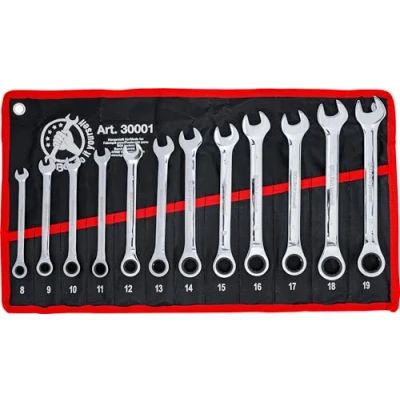 Image of BGS 4196 Tool Tray 1/3: Ratchet Combination Wrench Set 8 19 mm 12 pcs.