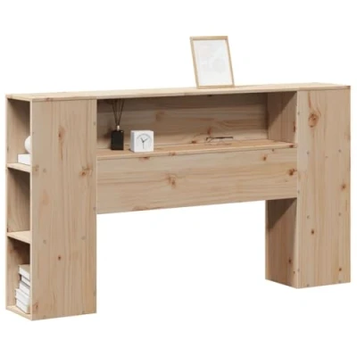 Image of vidaXL Solid Pine Wood Headboard with Storage Bed Header Freestanding Space Saving Bedroom Solution Ample Compartments 156 x 24 82 cm (W D H) Brown