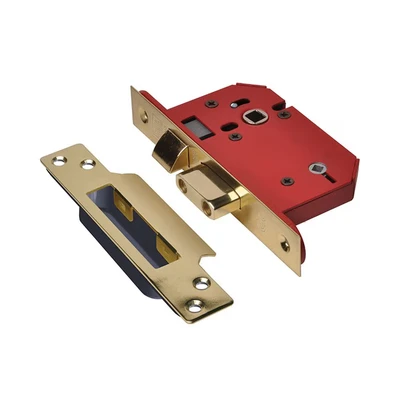 Image of Union StrongBolt 22WCS Mortice Bathroom Lock Polished Brass 81mm 3in Visi