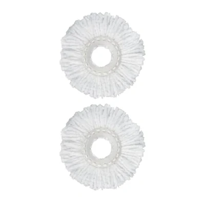 Image of Crystals 360 Spin Mop &amp; Bucket Set Microfibre with Wringer, 2 Heads for Efficient Home Cleaning, Suitable Tile, Wood Marble Floors, Floor Cleaning System (2 Pads Only)