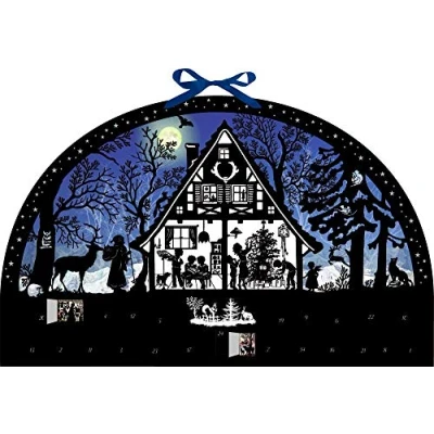 Image of Moonlight Silhouette Coppenrath Advent Calendar 51 x 32 cm Silver Foil and hanging ribbon