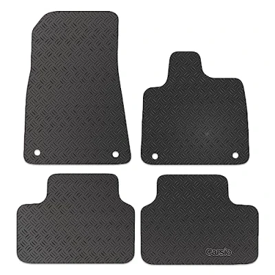 Image of Carsio Rubber Car Mats For Volvo C40 Recharge 2021+ Onwards Tailored Fit Floor Mat Set Complete Accessory Black Custom Fitted All Weather &amp; Heavy Duty, Anti Slip Backing with Clips
