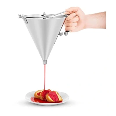 Image of Royal Catering Piston Funnel Sauce RCOF 2 (Stainless Steel, Lockable Outlet, Capacity: l, 3 nozzles (Ø4 mm, Ø5 Ø6 mm))