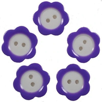 Image of Colour Rim Daisy Flower Plastic Buttons 20mm (Purple, 5)