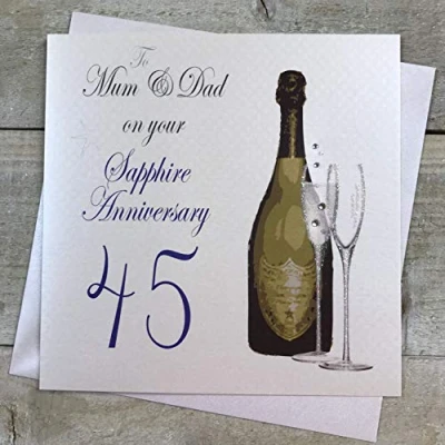 Image of White Cotton Cards A45M&quot;to My Mum and Dad On Your Sapphire Anniversary 45&quot; Handmade 45Th Card