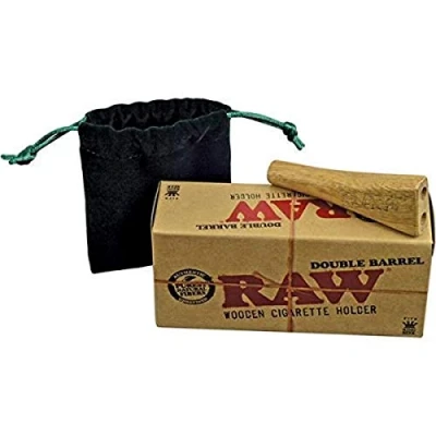 Image of RAW Double Barrel Cigarette Holder Joint Real Wood King Size