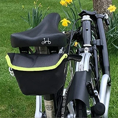 Image of Brompton saddle pouch Grey (with Lime Green trim),120*120*60 milimetres