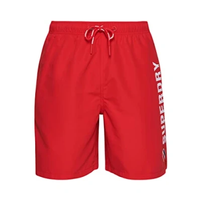 Image of Superdry Men&#039;s Code APPLQUE 19INCH Swim Short W2, Risk Red, Medium