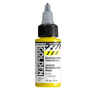 Image of Golden Acrylic High Flow, 1 Ounce Bottle, Transparent Benzimidazolone Yellow Medium (8555 1)