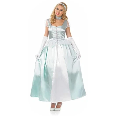 Image of Fun Shack Womens Princess Costume Adults Royal Blue Fairytale Queen Gown Dress, L,
