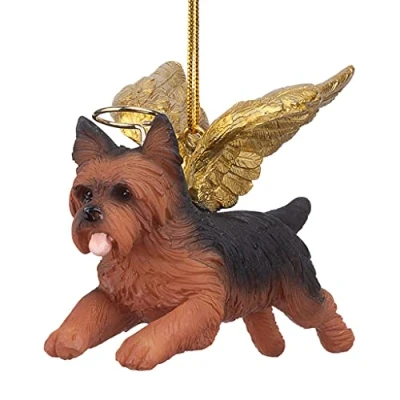 Image of Christmas Tree Ornaments Honor The Pooch Yorkie Holiday Angel Dog Decorations