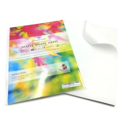 Image of Evergreen Goods Ltd 10 Sheets of A4 Self Adhesive Matte White Vinyl Sticker Paper Inkjet Printable Labels PVC Material Waterproof Ideal for Creating Signs, Labels, and Stickers