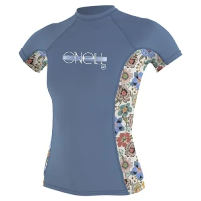 Image of ONeill Girls Premium Skins Short Sleeve Rash Vest Top Burnt Artageo Breathable Quick dry Orange