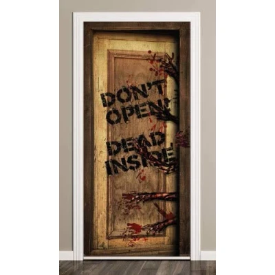 Image of PARTYRAMA.CO.UK Dead Inside Halloween Door Cover PVC Party Sign Decoration 66cm x 152cm